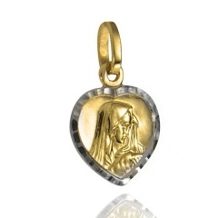 Złoty medalik serce z Matką Boską Bolesną w chuście  próby 585
